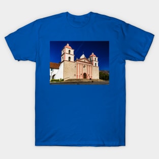 Man and Dog at Mission Santa Barbara T-Shirt